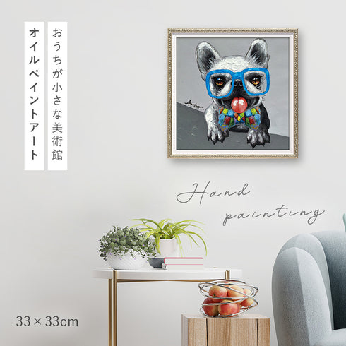 アート 絵画 壁掛け 油絵 33X33cm オイルペイント ブルーグラス.|s1